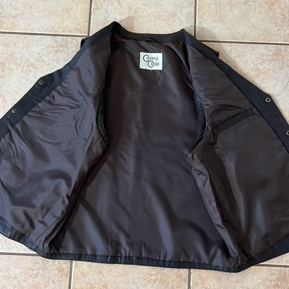 Men’s Antique Suede Leather Vest Snap Buttons Espresso‎ Brown, Sz Large - Picture 9 of 11